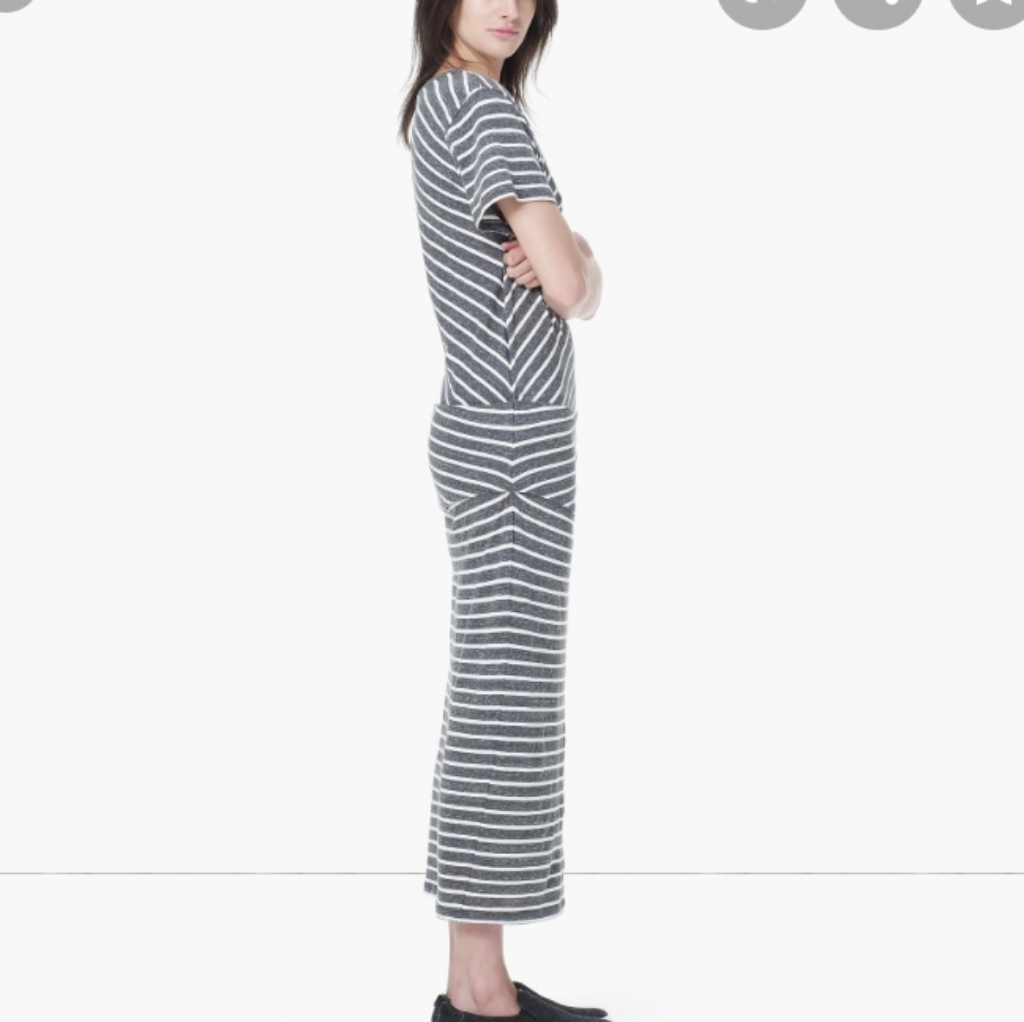 James Perse Striped Tucked Maxi Dress